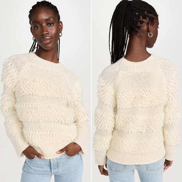 FAHERTY Polly SWEATER Size S Peruvian Baby Alpaca Wool Winter White NEW NWT $248